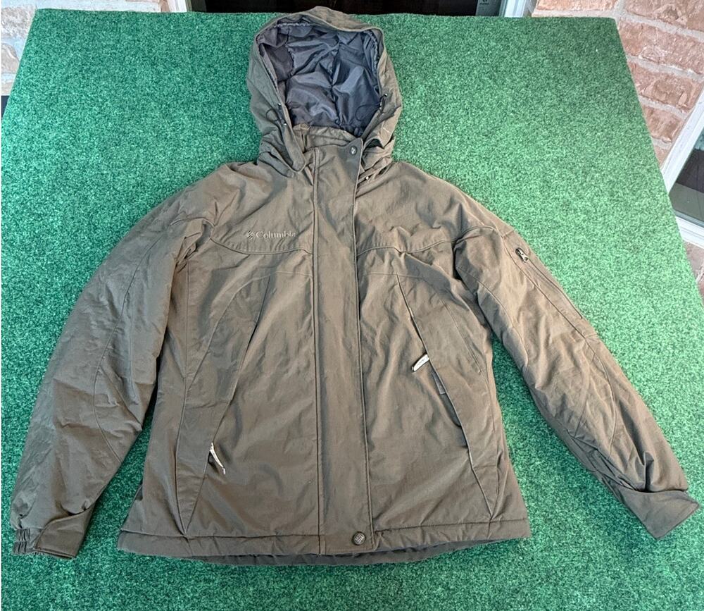 Columbia Winter Jacket Womens M Brown Hooded Insulated Removable Hood Ski